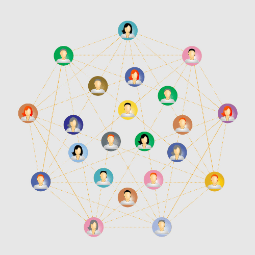 An illustration that represents a connection of people through affiliate marketing