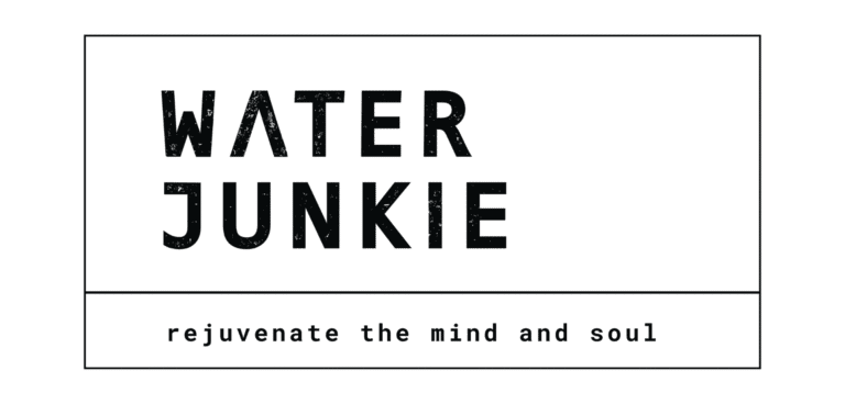Water Junkie logo paired with the words "rejuvenate the mind and soul" underneath
